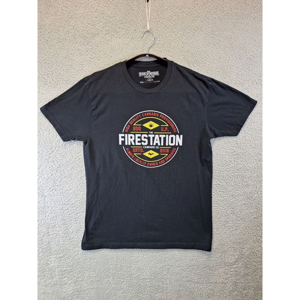 The Fire Station Cannabis Co. T-Shirt Unisex Large Black Graphic Print Crew Neck